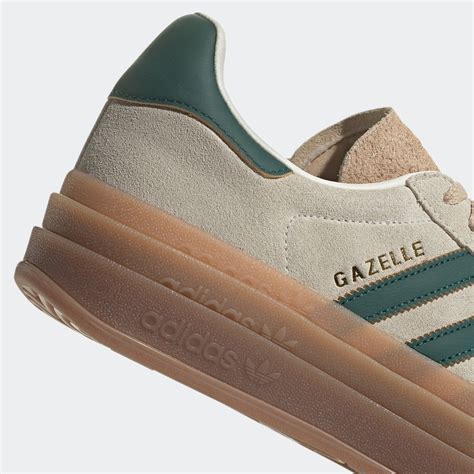 beige adidas sneaker mit grünen streifen|adidas Gazelle Bold beige grün (Damen) – ID7056 – DE .